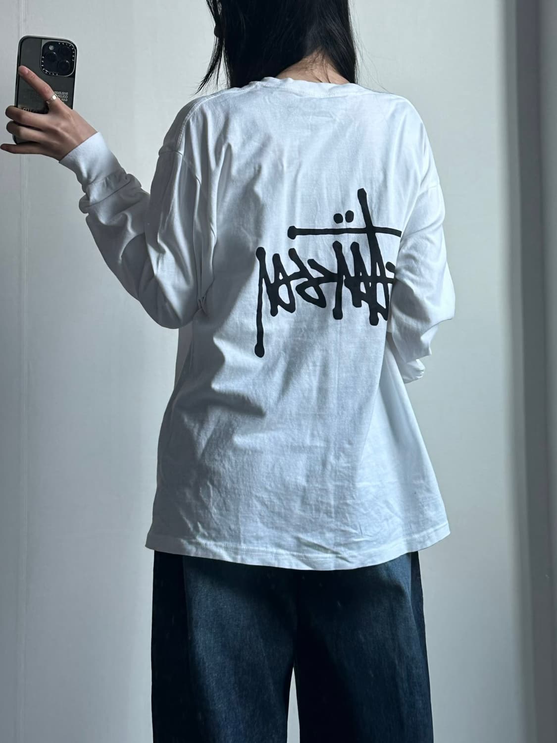 스투시 스탁로고 화이트 롱슬리브 긴팔티 상품이미지2