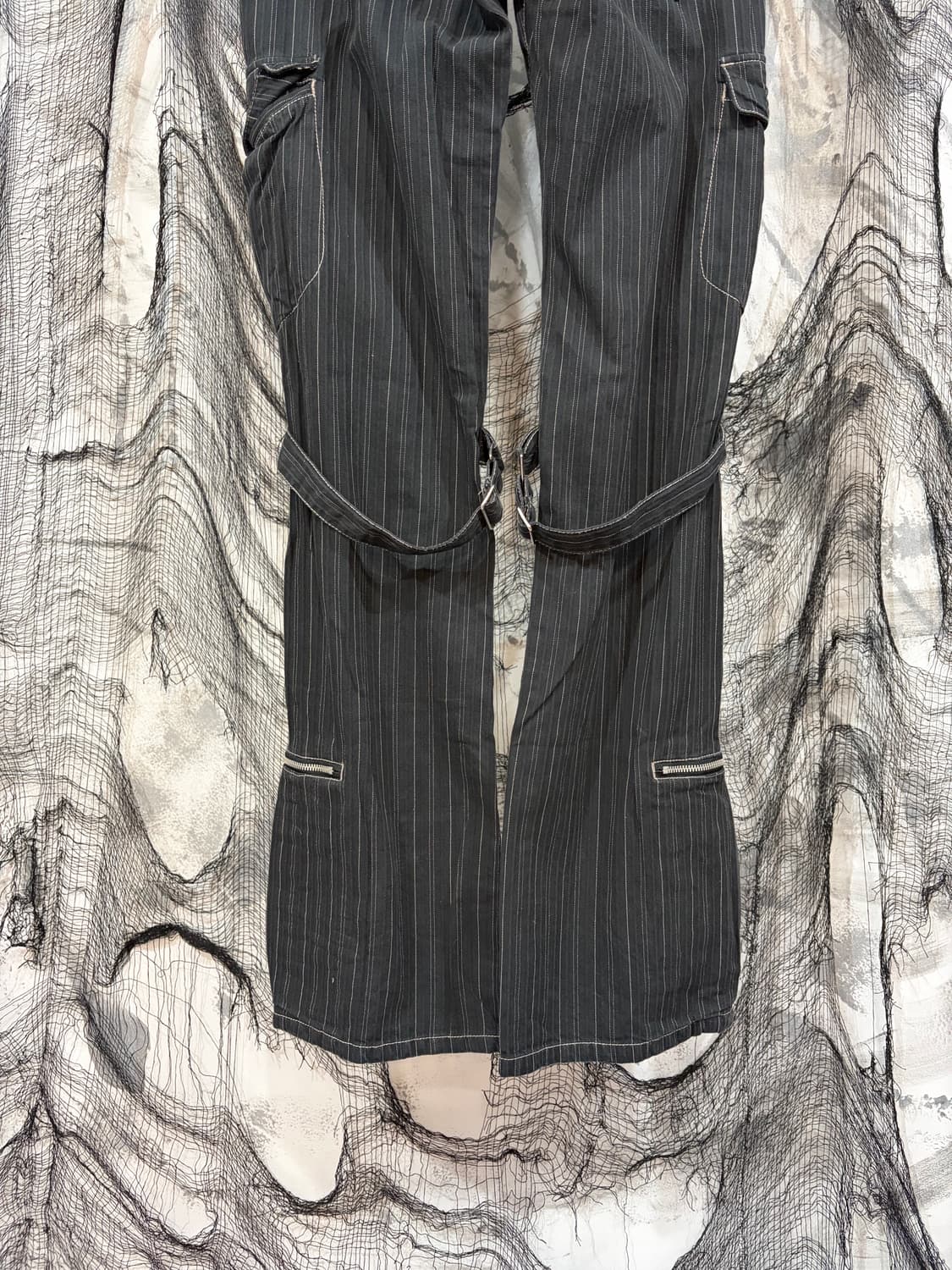 Y2K punk Stripe eyelet cargo pants 상품이미지8