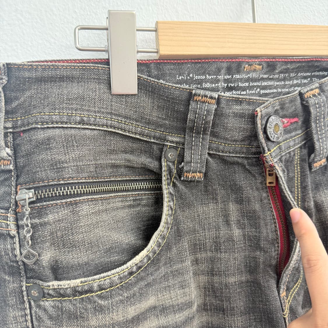 00S 리바이스502 Y2K 빈티지 워싱 흑청 팬츠 W32 상품이미지4