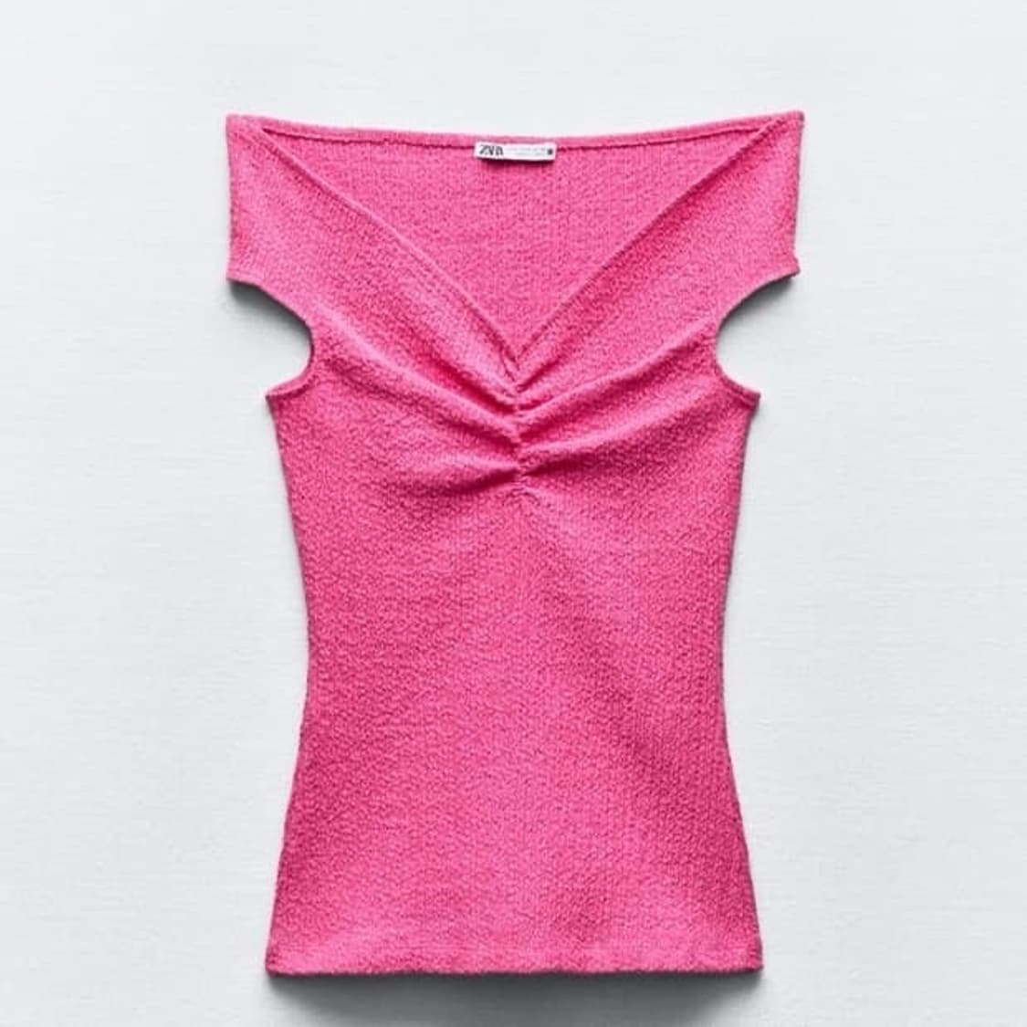 ZARA 자라 셔링 텍스쳐 탑 핑크, 자라 셔링탑, 자라 오프숄더 탑 상품이미지4