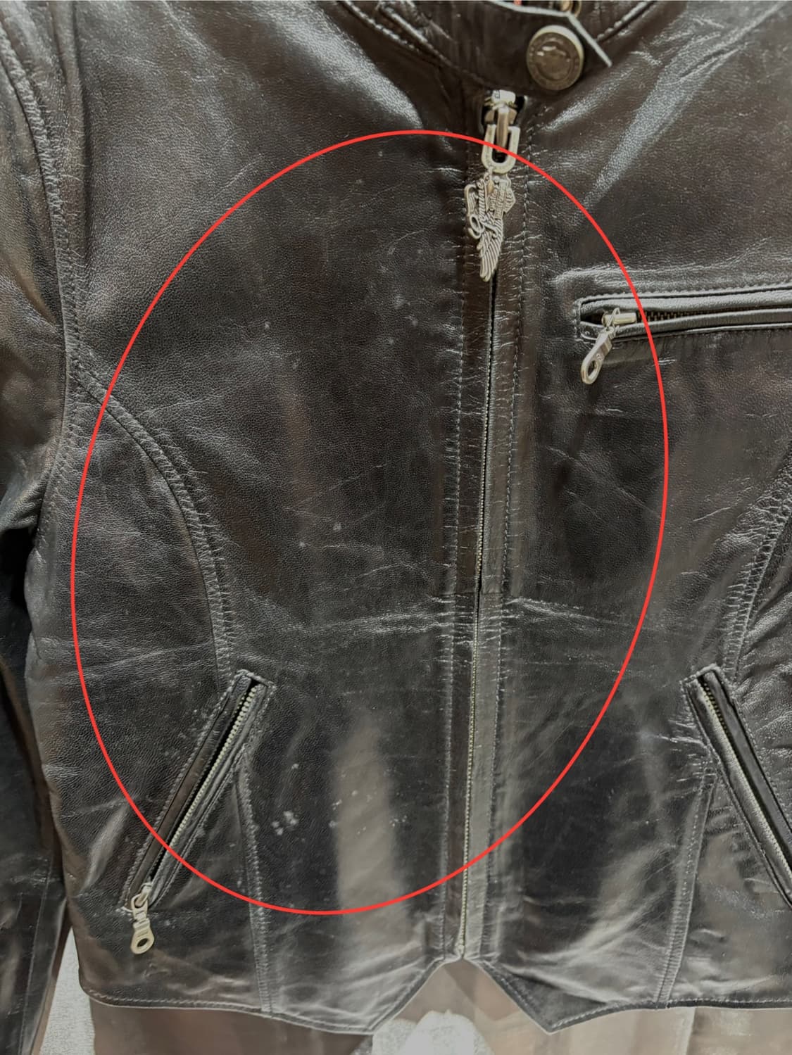 M Harley-Davidson 할리데이비슨 각인 지퍼 블랙 레더자켓 상품이미지6