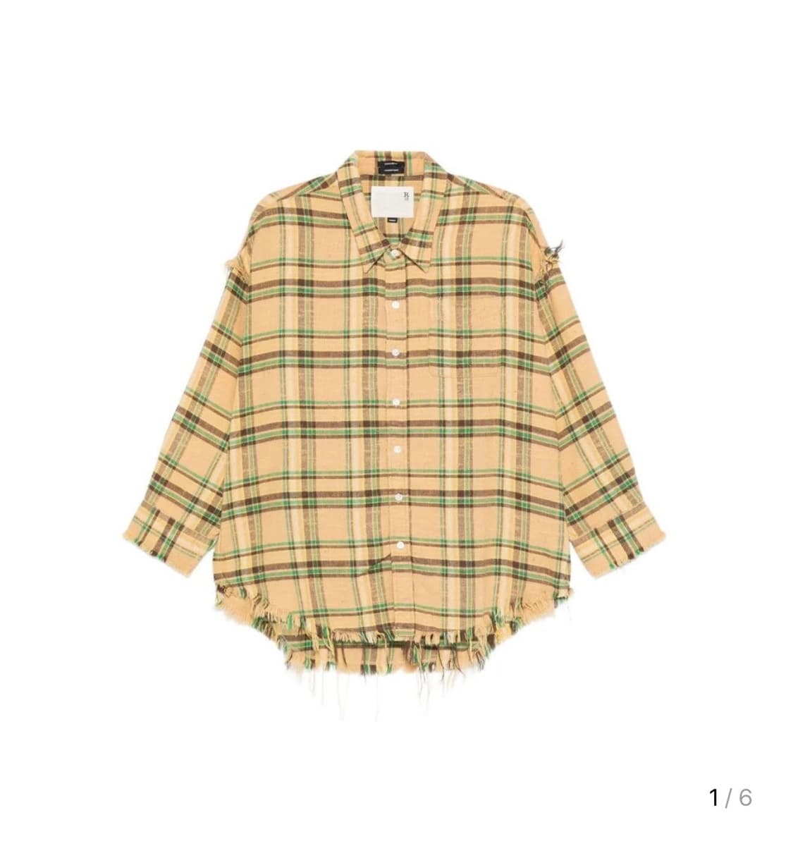 R13 알써틴 옐로우 멀티 컬러 셔츠 XL 상품이미지1