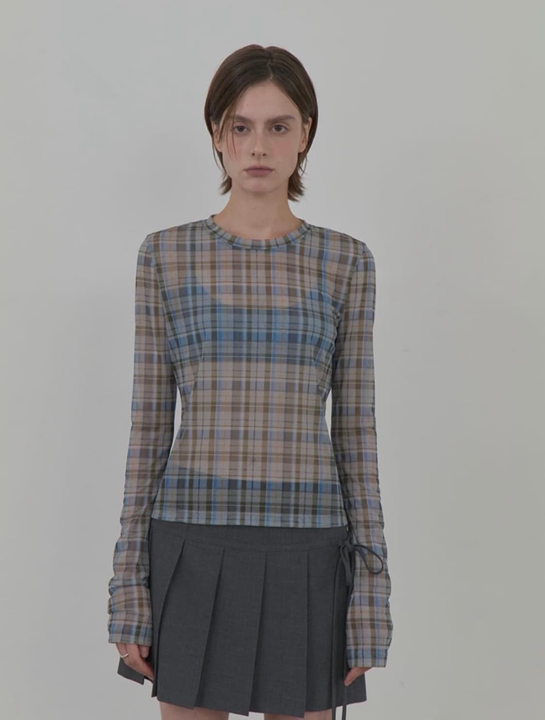 레이브 클래식 빈티지 체크탑 올리브 상품이미지1