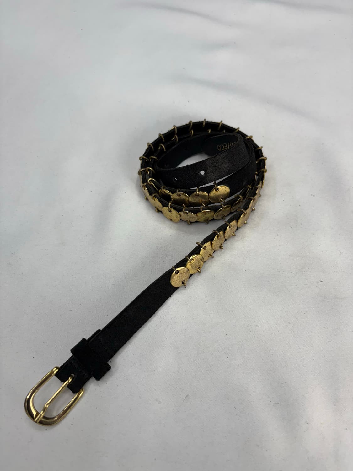 ZARA 골든 스터드 워시드 레더 블랙 벨트 상품이미지1