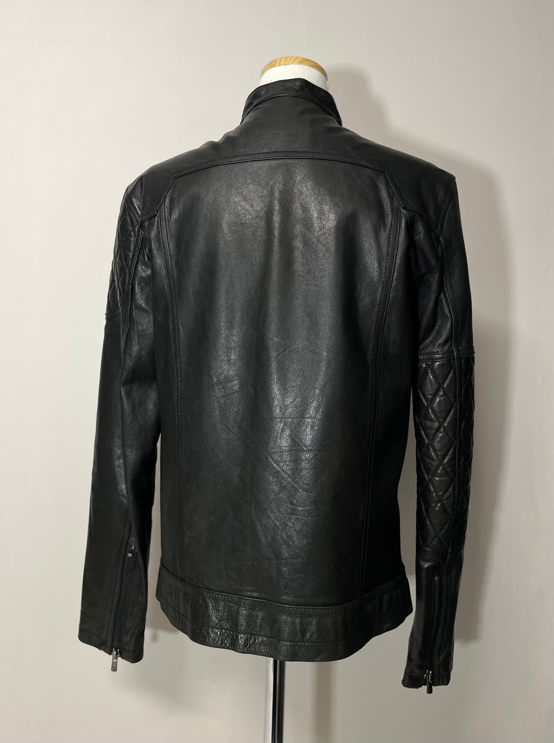 00‘s 정욱준 고트스킨 사선 바이커 자켓  상품이미지3