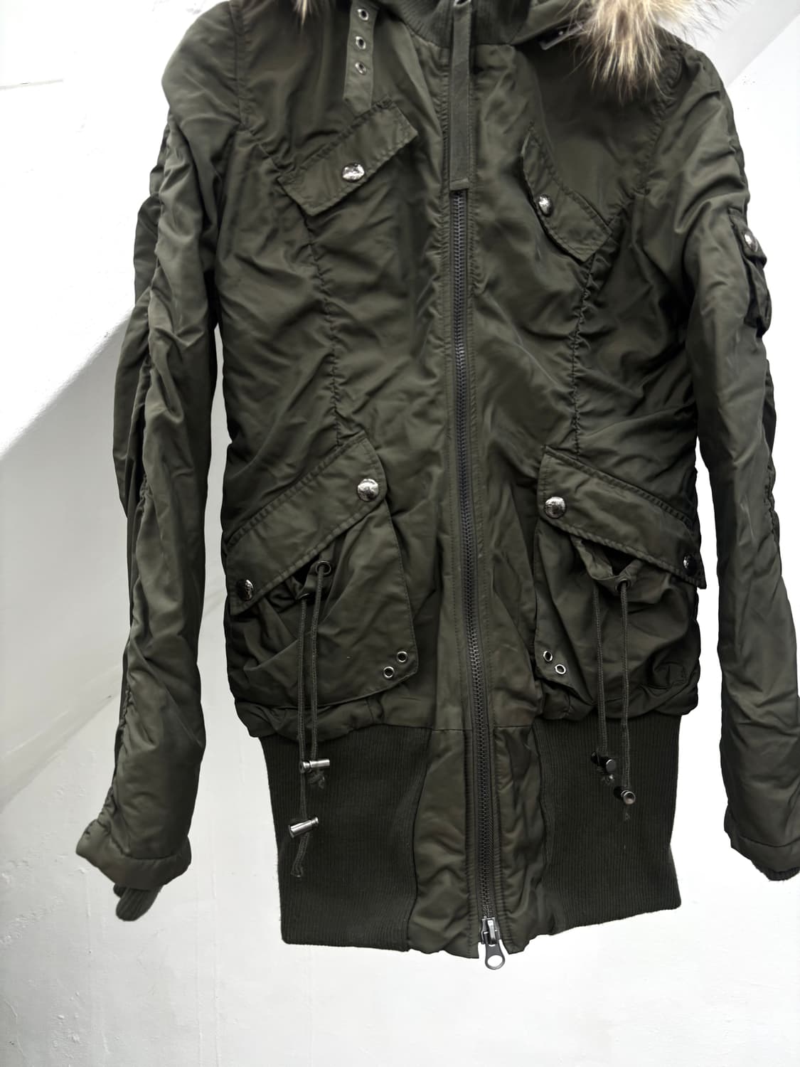 Cargo pocket shirred fur hood jacket   상품이미지6