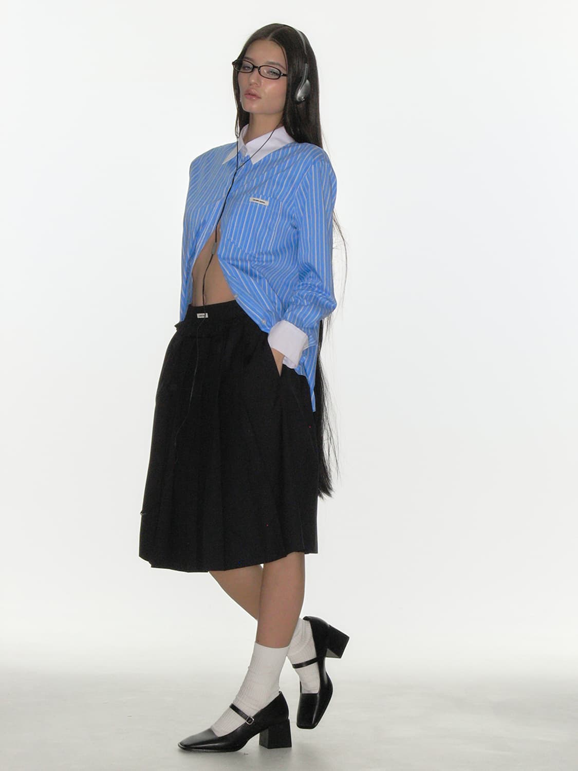 FRILL PLEATS MIDI SKIRT_DARK NAVY  상품이미지2