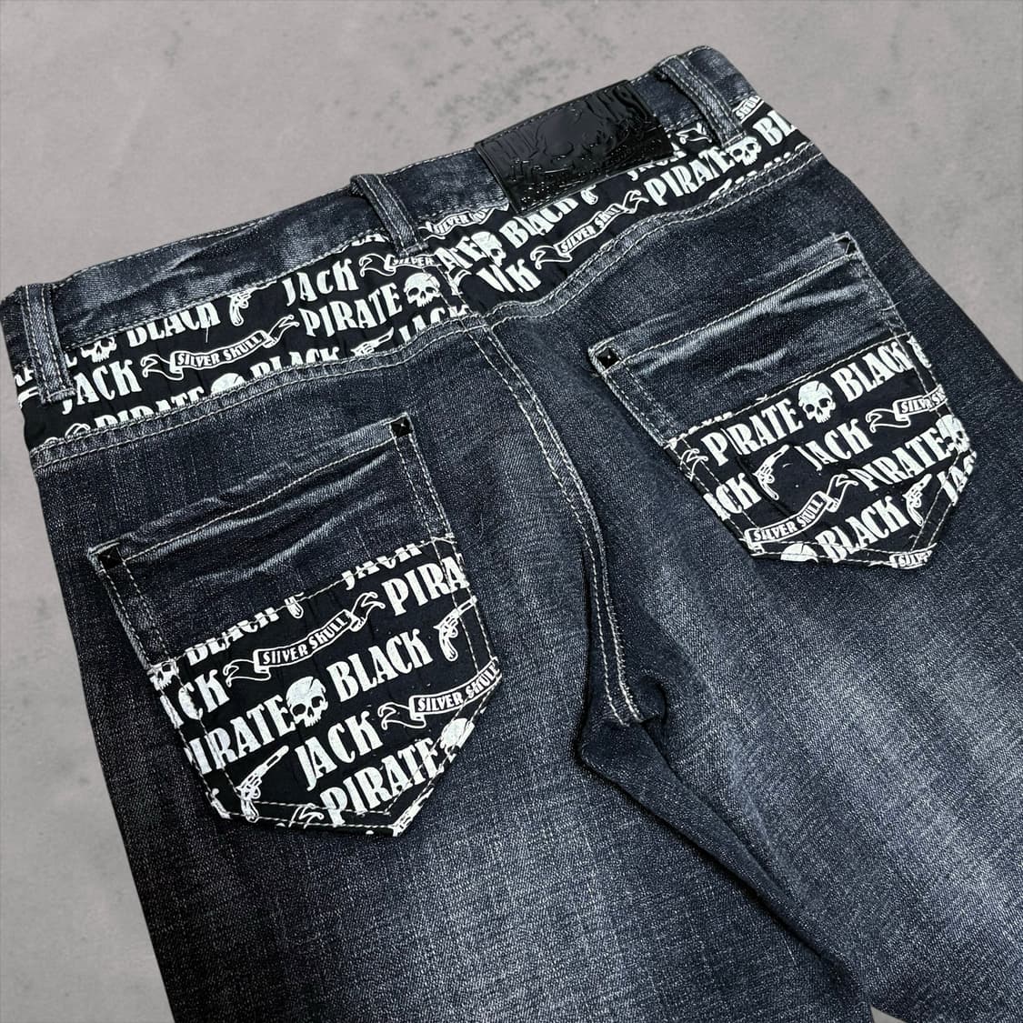Puck Silver Skull Straight Denim Jean 상품이미지4