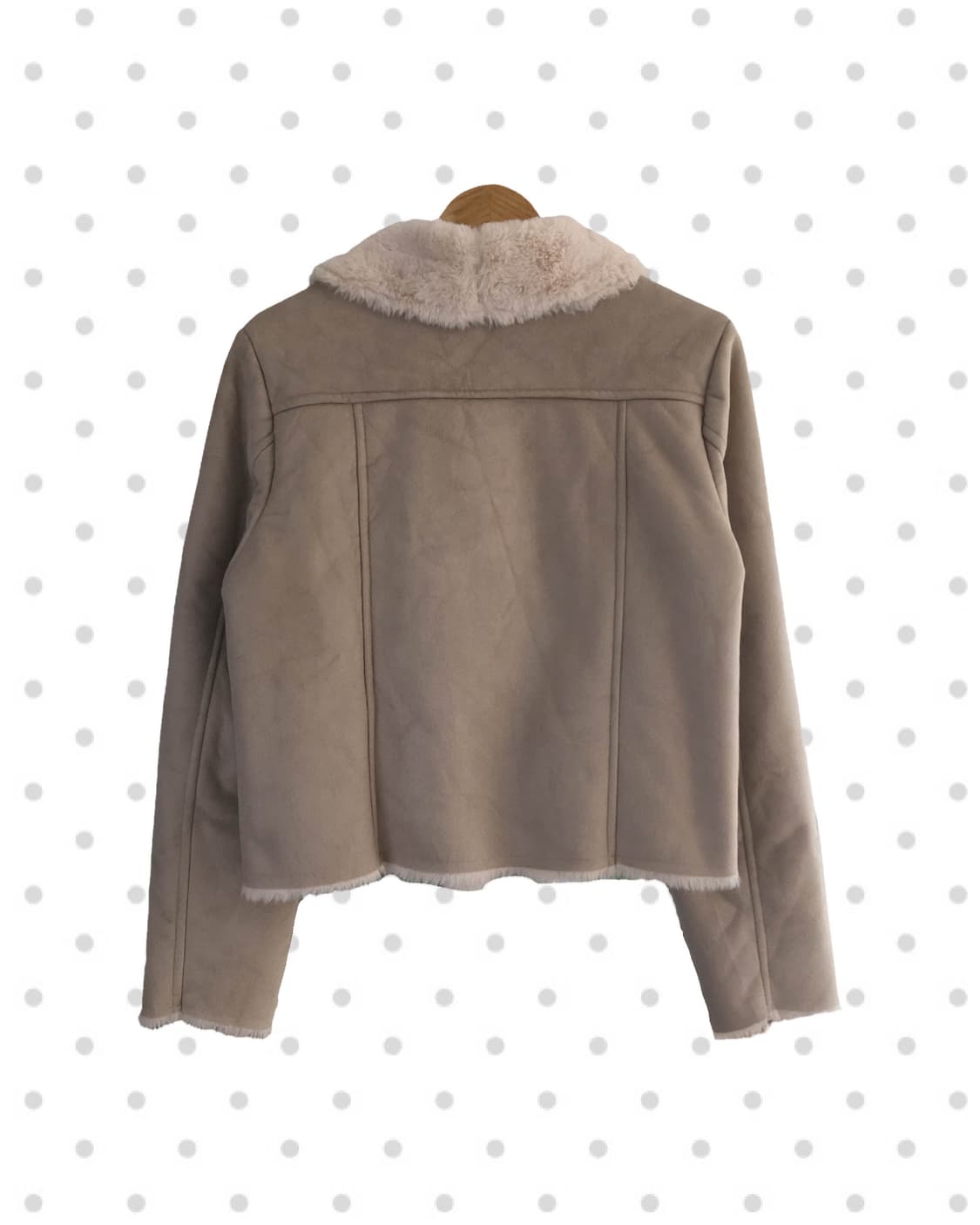 vintage fur trimmed rider jacket beige 상품이미지7