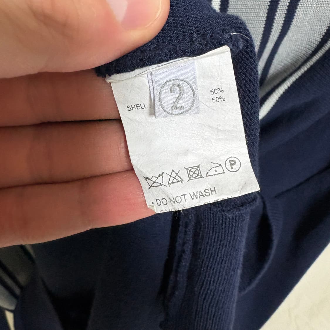 비헤비어 스트라이프 버튼 카라 니트 가디건 / 네이비, 2 상품이미지8