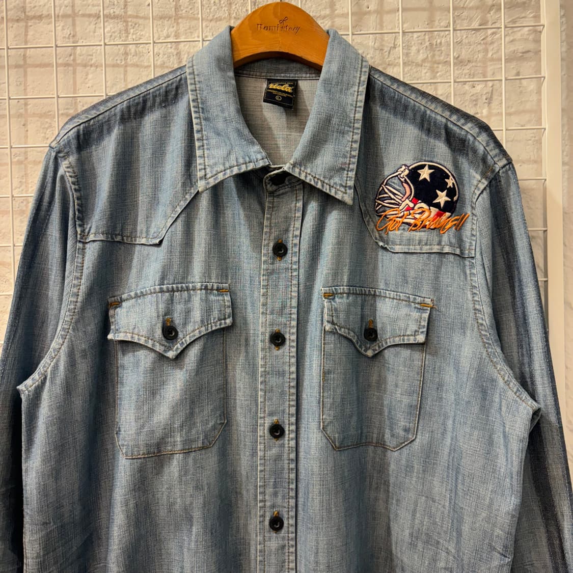 VTG UCLA 패치 로고 데님 셔츠 L 상품이미지3