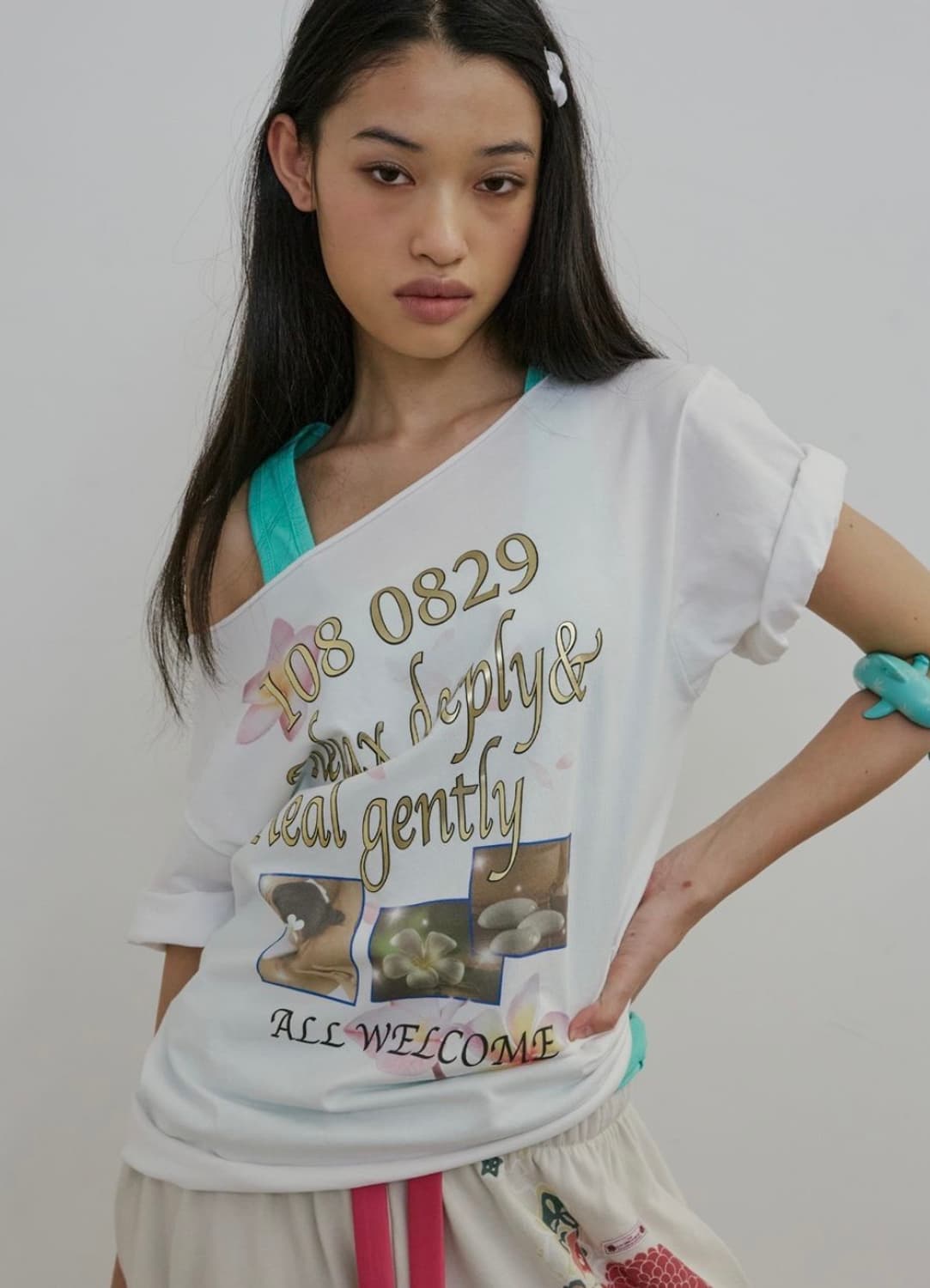 스컬프터 Healing off shoulder Tee white  상품이미지1