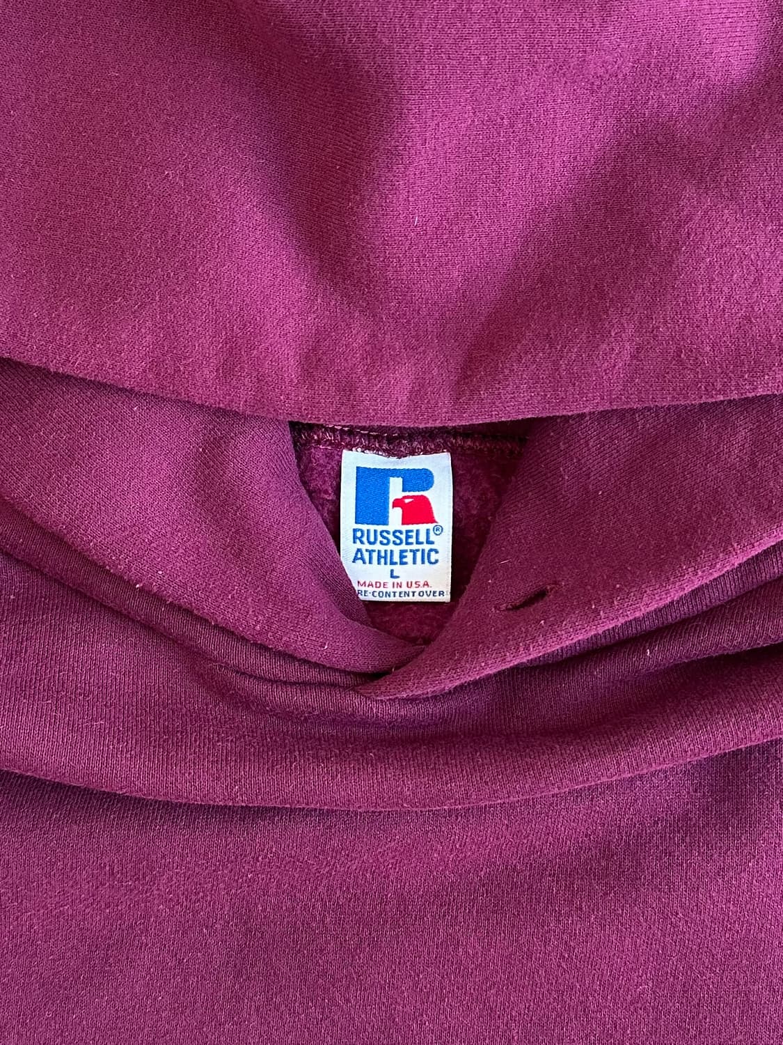 90s 빈티지 러셀 후드 버건디 L USA 상품이미지6