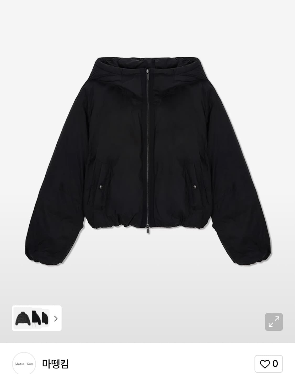 마뗑킴 점퍼 BACK LOGO HOODY SHORT DOWN JUMPER 상품이미지1