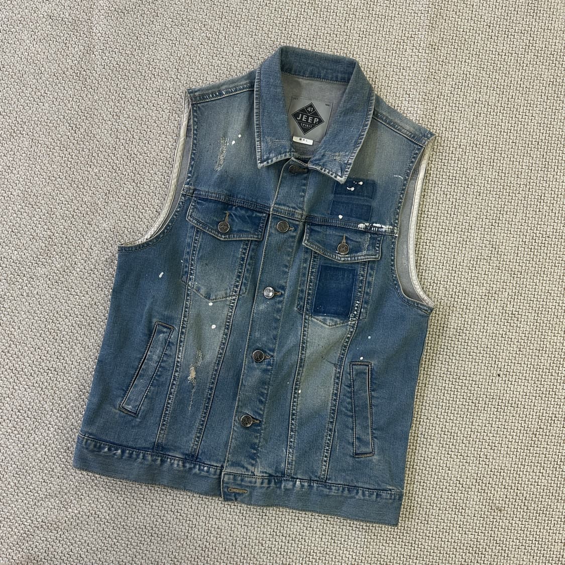 90 지프 빈티지 패치 데님 조끼 0407D 상품이미지1