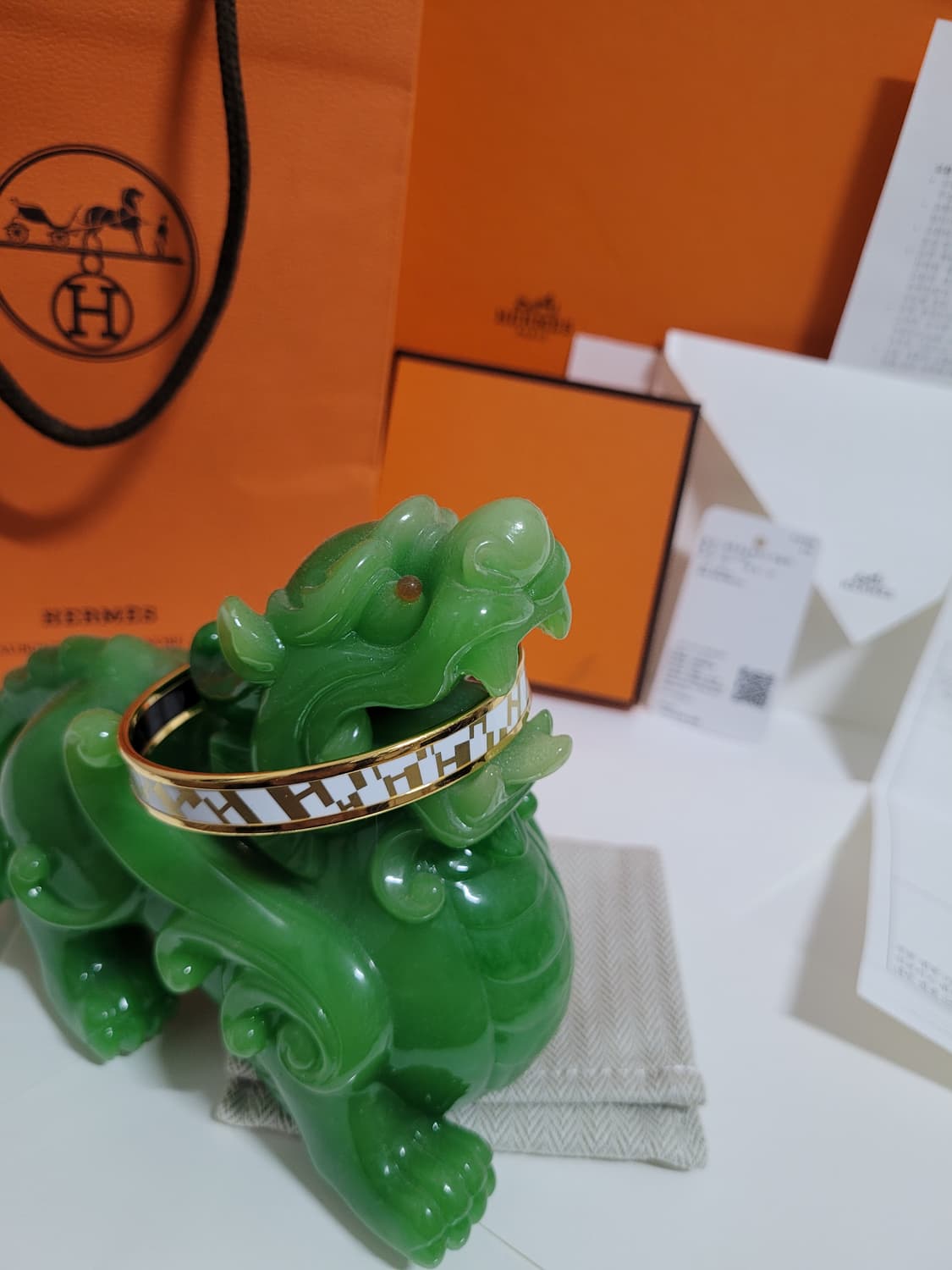 에르메스 OPH 에나멜 뱅글 클릭 H 팔찌 화이트 금장 상품이미지1