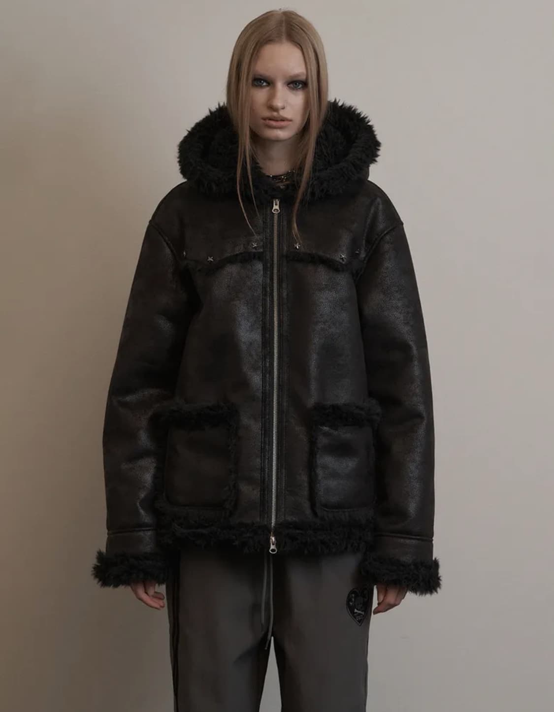 셋업이엑스이 후드 무스탕 자켓 setupexe hood mustang  상품이미지1