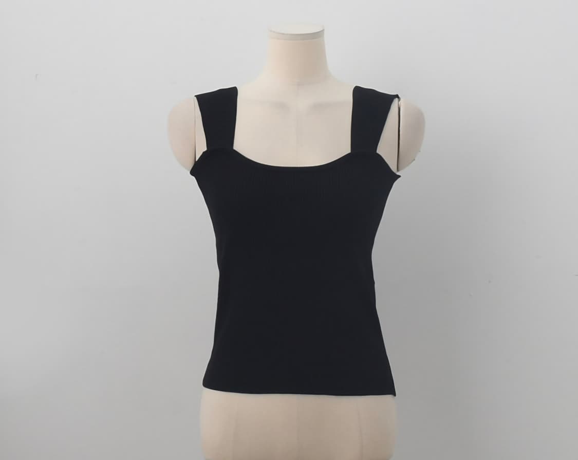 블랙 스퀘어넥 끈 나시 니트 상품이미지1