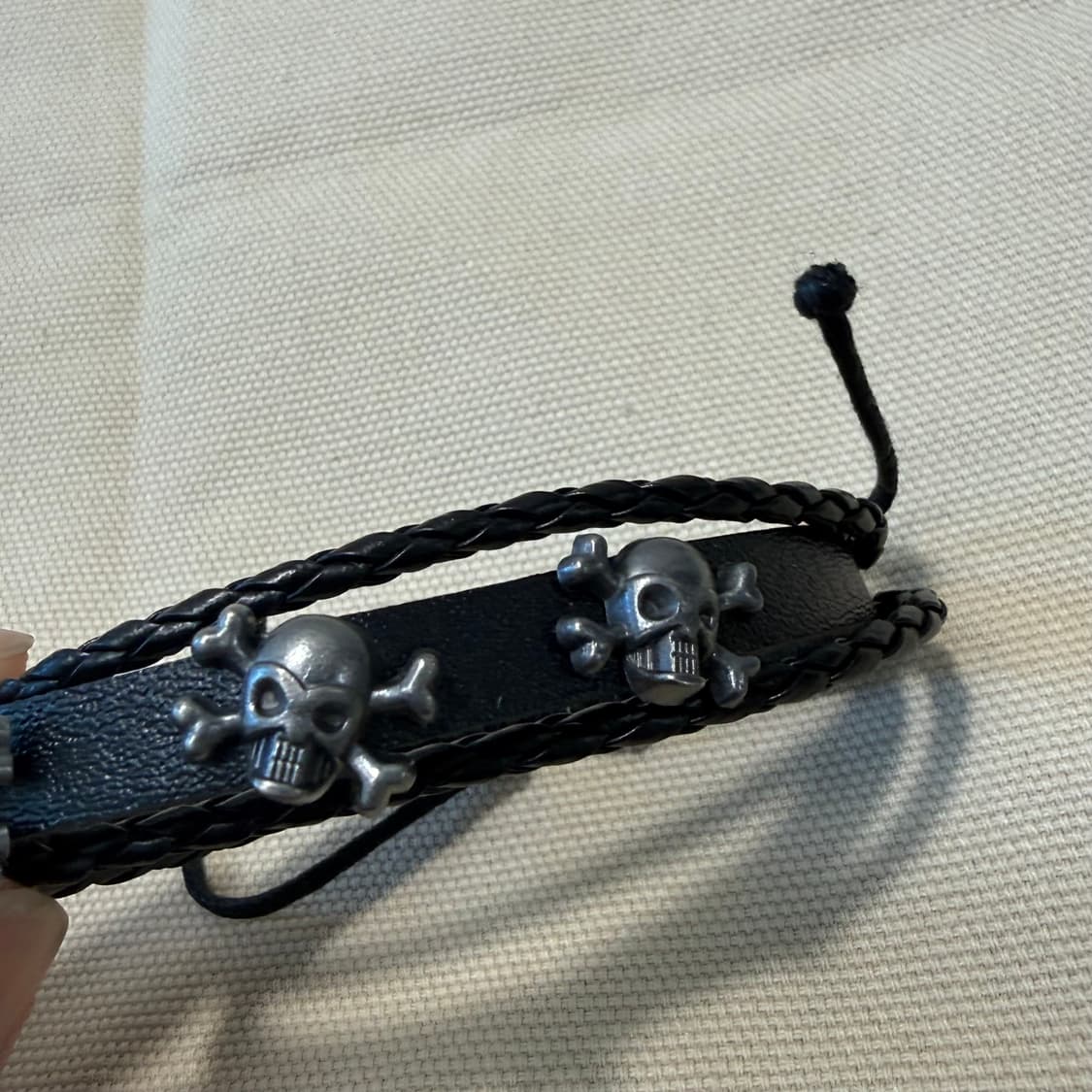 빈티지무드 스컬 헤드 아일렛 레더 팔찌  상품이미지2