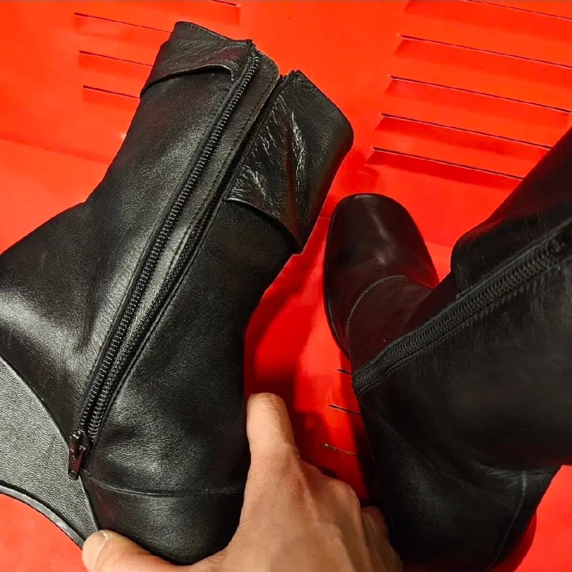 이삭(issac) 리본 밴드 스트렙 레더 앵클 부츠 230 size 상품이미지7