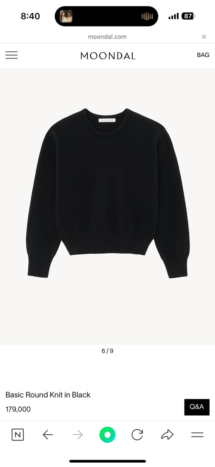 (택o) 새상품 문달 베이직 라운드 블랙 상품이미지1