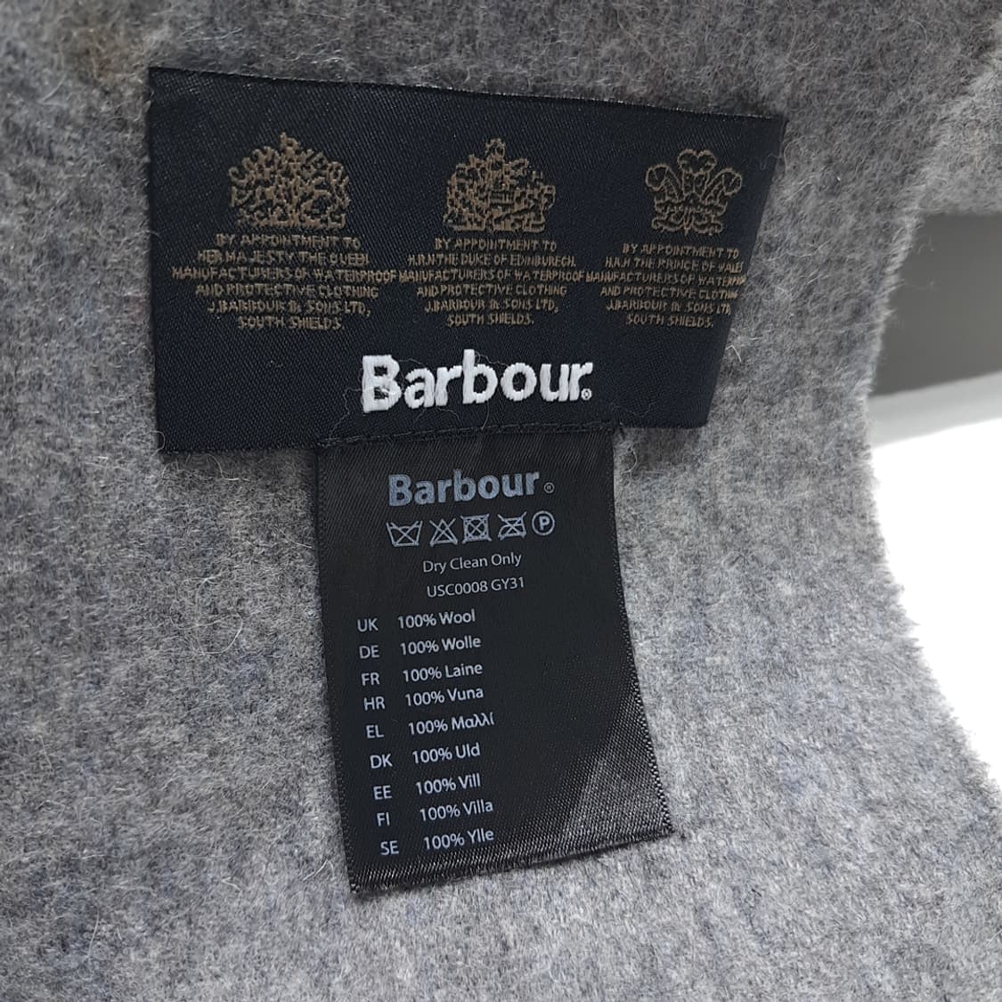 MX539 바버 울 로고자수 멜란지그레이 머플러 목도리 상품이미지4