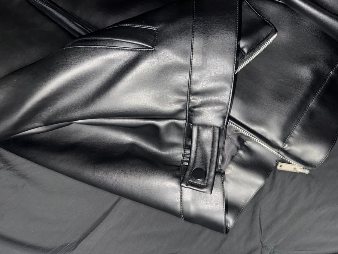 블랙모먼트 오버핏 싱글 레더 라이더 자켓 _BLACK 상품이미지4