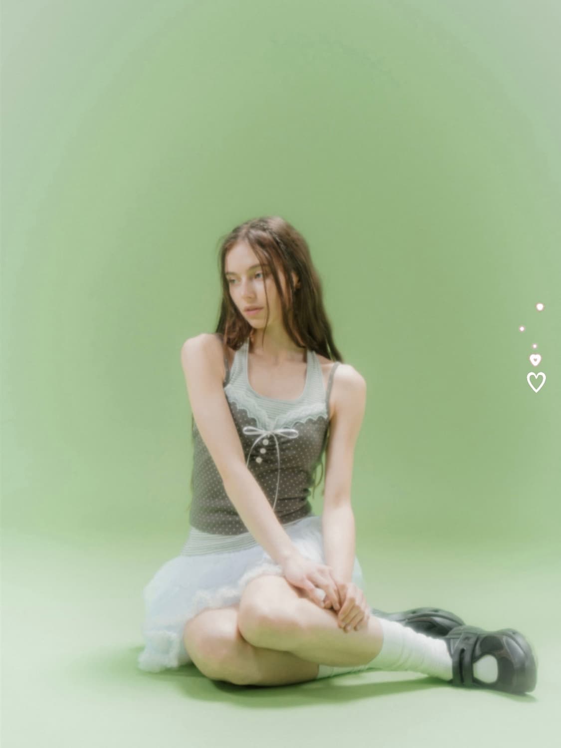 드라이로즈 도트리본슬리브리스 차콜 벨리아르낫유어아이당클럽클리시어리본나시 상품이미지4