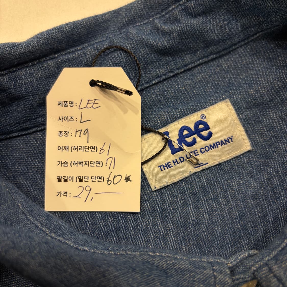 [L] Lee 리 데님 셔츠 남방 긴팔 B778 상품이미지5