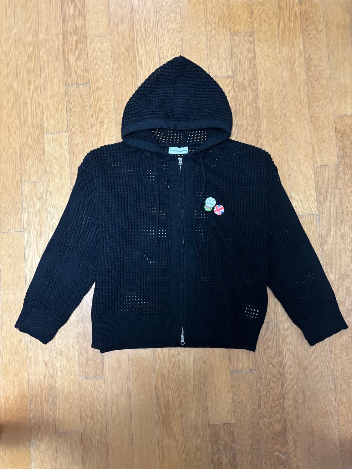 스키즘 인듀싱 Cross Mesh Zip Hoodie Black 유니섹스 상품이미지2