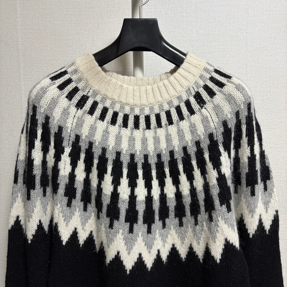 프릭스스토어 노르딕 알파카 니트 / 블랙-화이트, F 상품이미지2