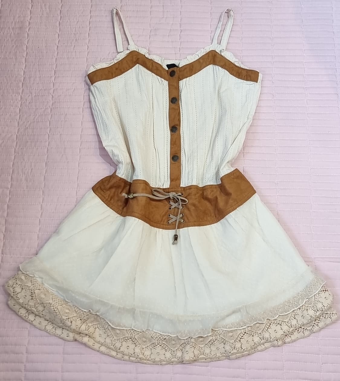 모리걸 크림카멜 레이스 캉캉 원피스 상품이미지6