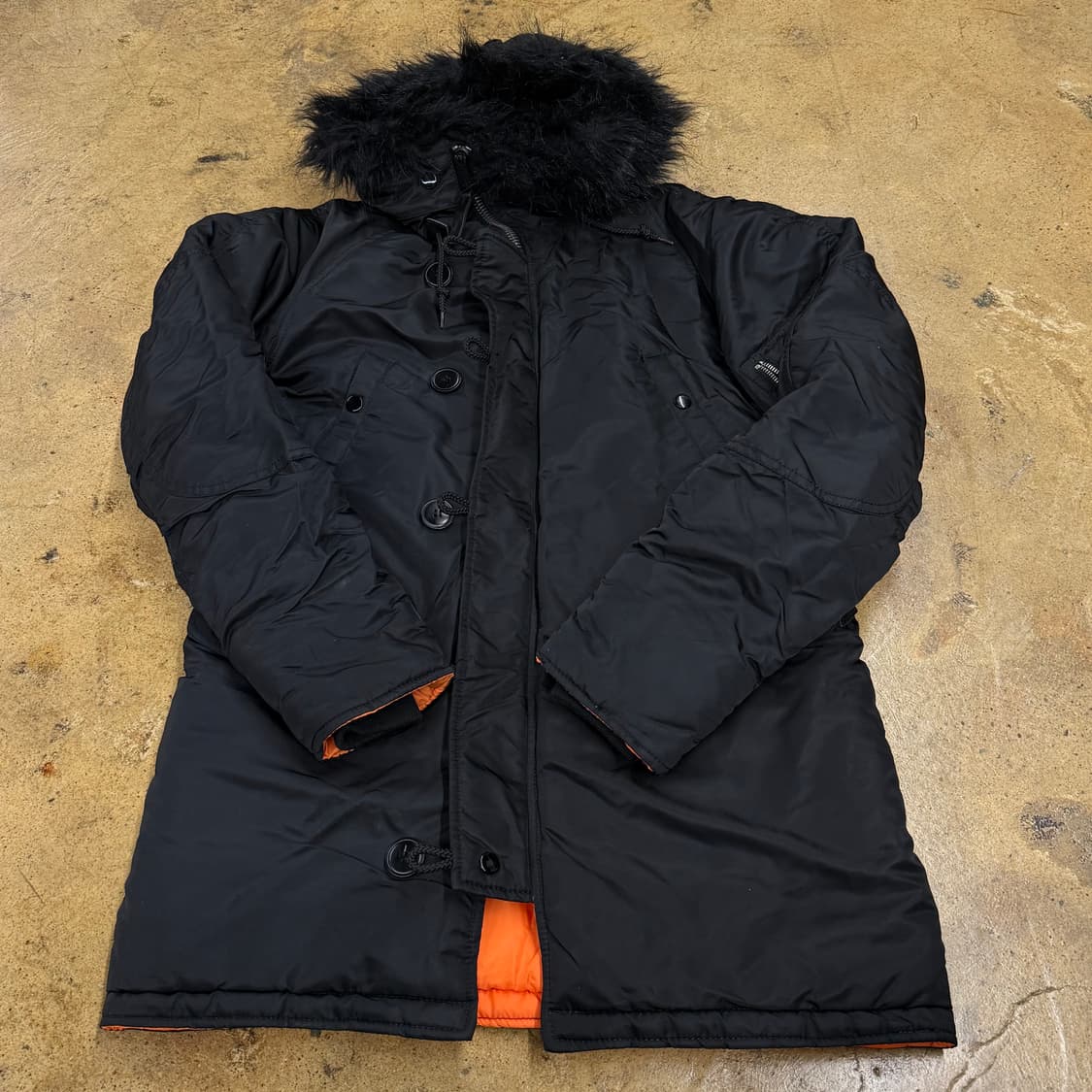 [정품/S] 알파인더스트리 블랙 퍼 후드 패딩 점퍼 b10 상품이미지2