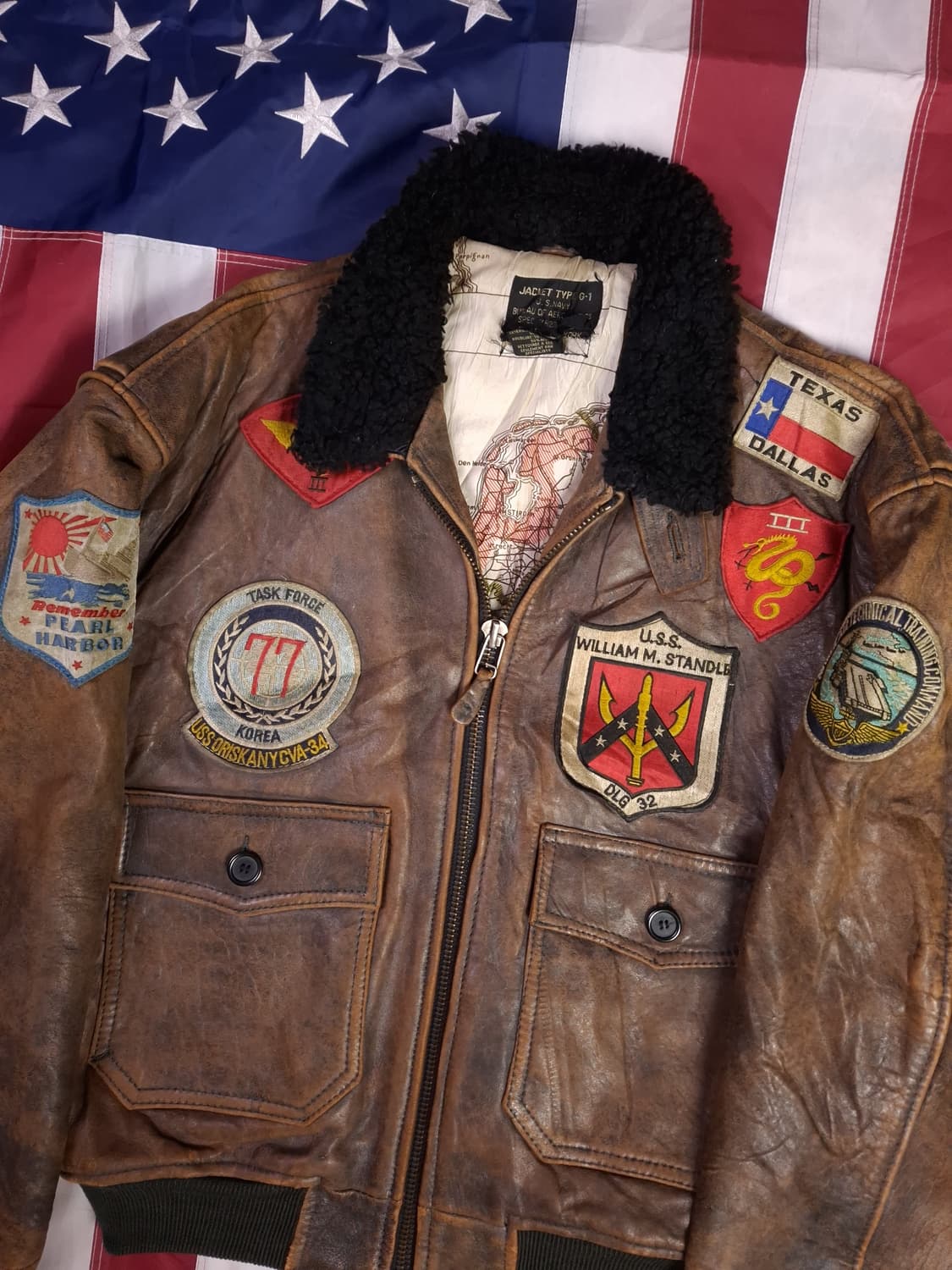 오리지날 탑건 아비렉스 미해군 G-1 리얼레더 항공자켓 상품이미지2