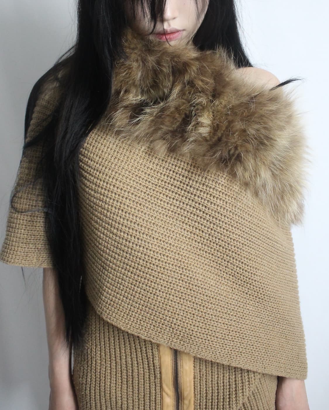 Yellow brown fur multi-way zip vest 상품이미지3