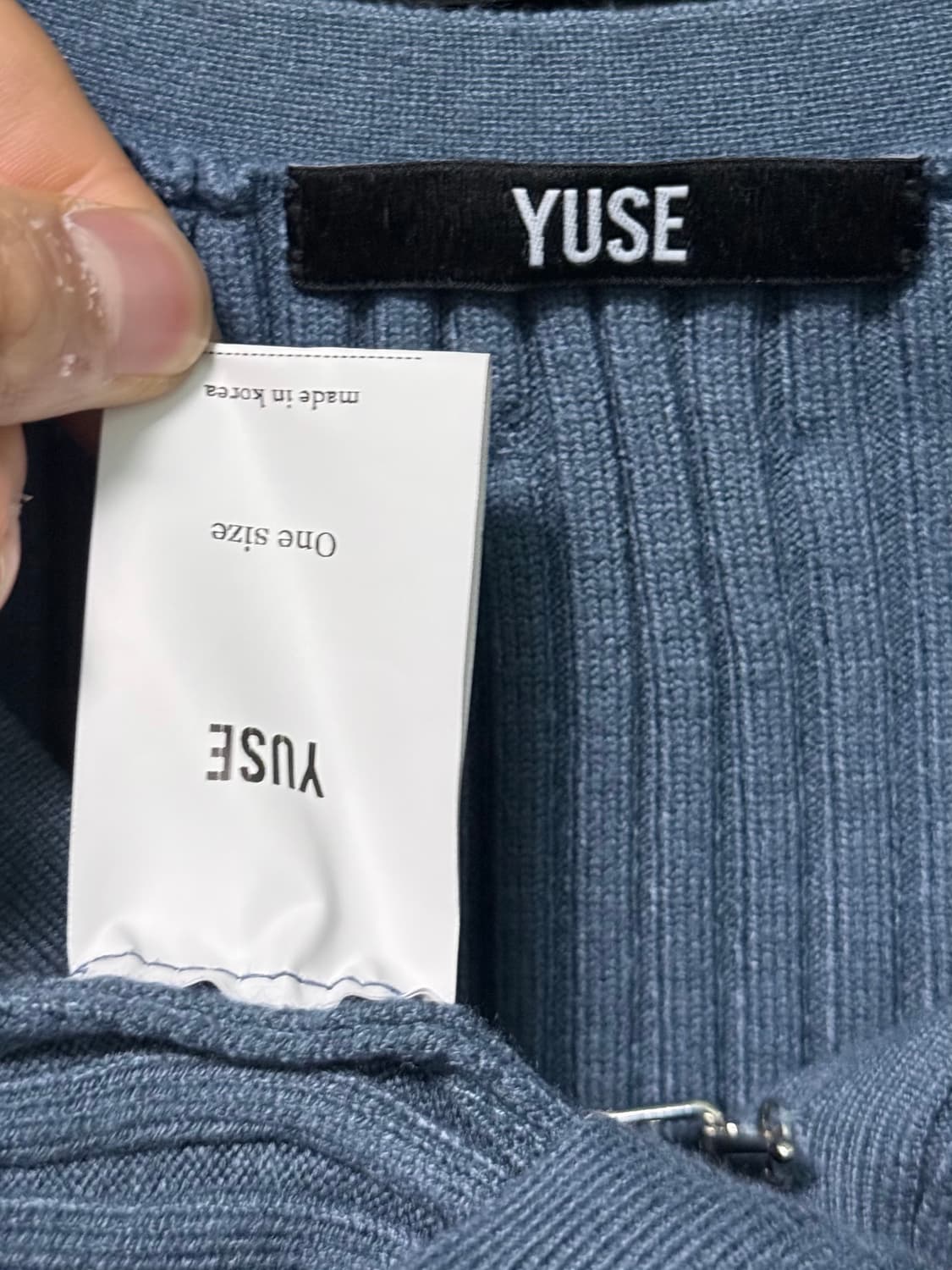 YUSE 유즈 블루 파랑색 하늘색 가디건 카디건 니트 스웨터 골지 크롭  상품이미지10