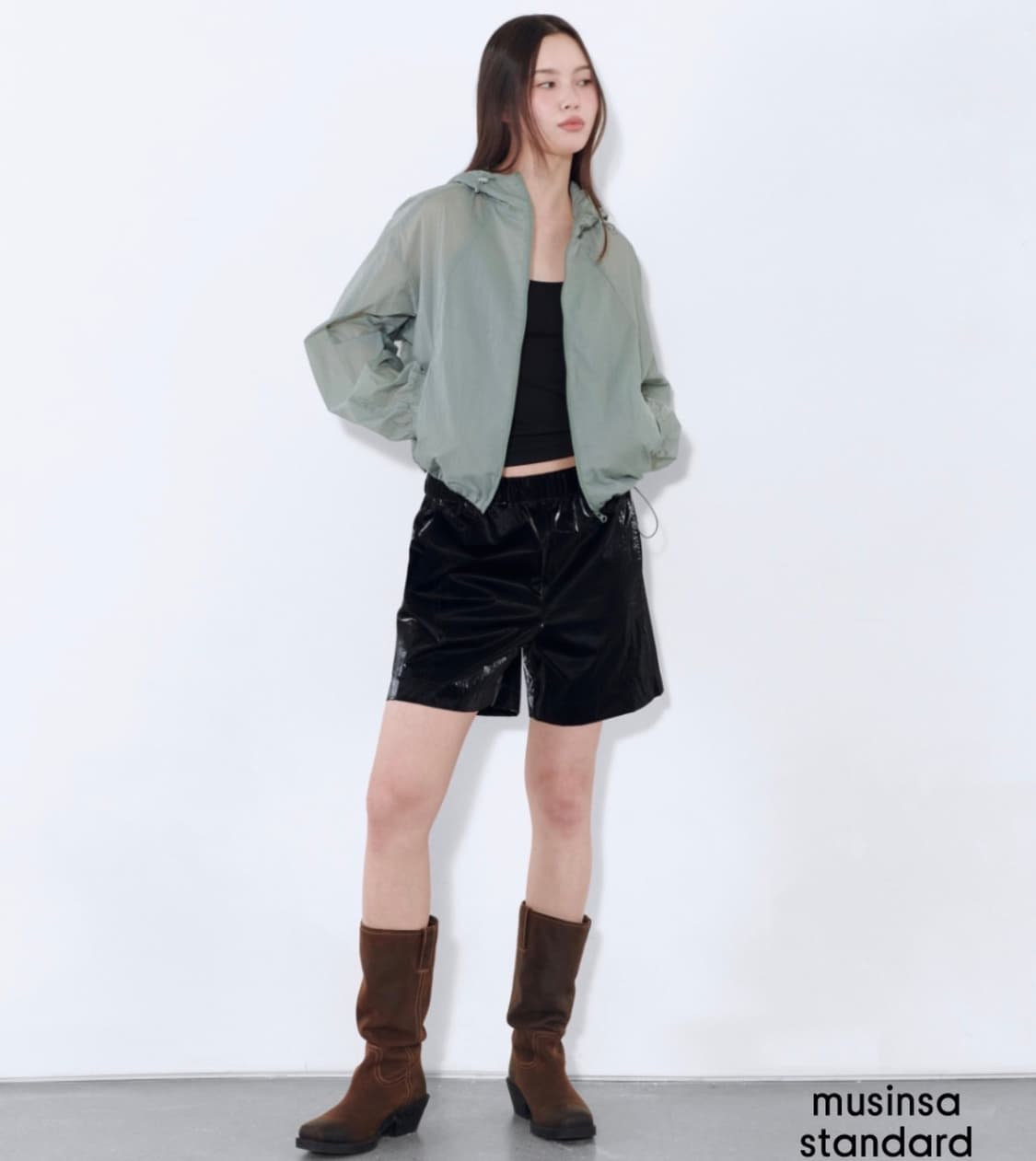 무탠다드 시어 후디드 윈드브레이커 자켓 민트 그레이 상품이미지1