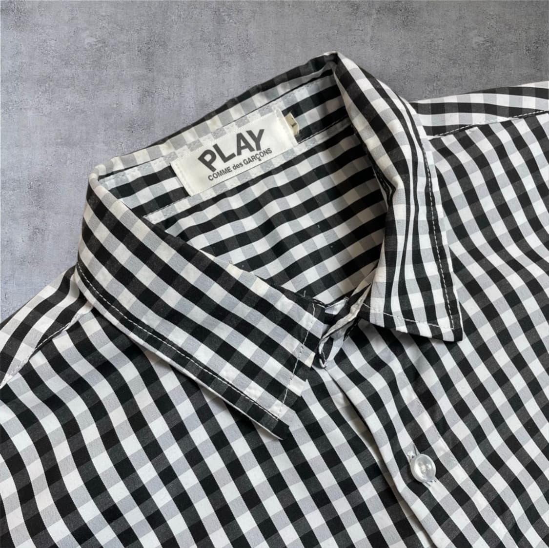 꼼데가르송 블랙 체크 하트 패치 포켓 셔츠 L 상품이미지3