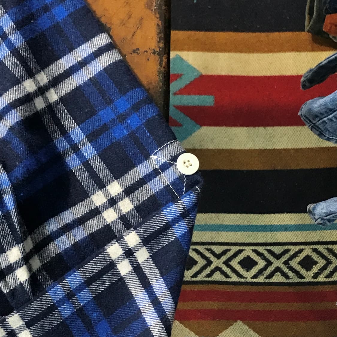 슈퍼 드라이 블루 타탄 체크 코튼 셔츠 남성 102 여성 프리사이즈 상품이미지4