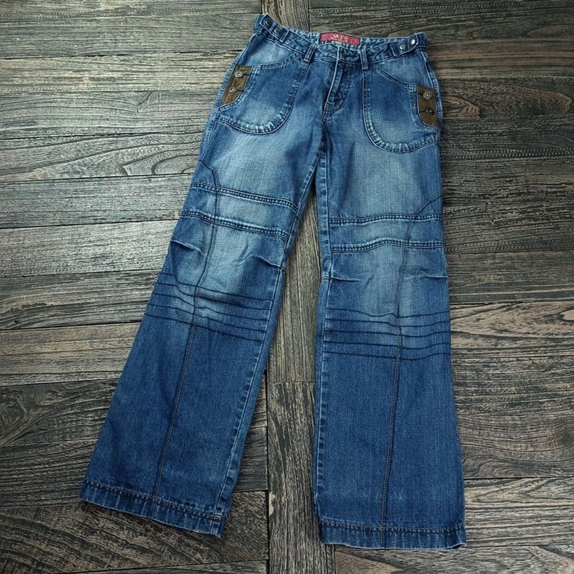 [빈티지] 워시드 바이커 디테일 데님 팬츠 청바지 M17847 상품이미지1