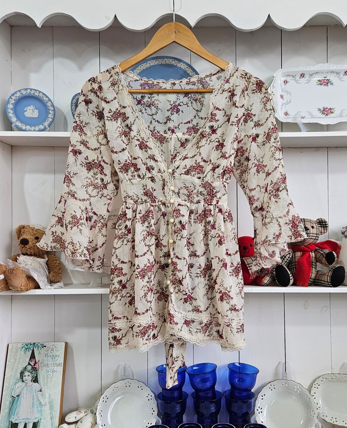 no0327  플로럴 레이스 리본 원피스 상품이미지1