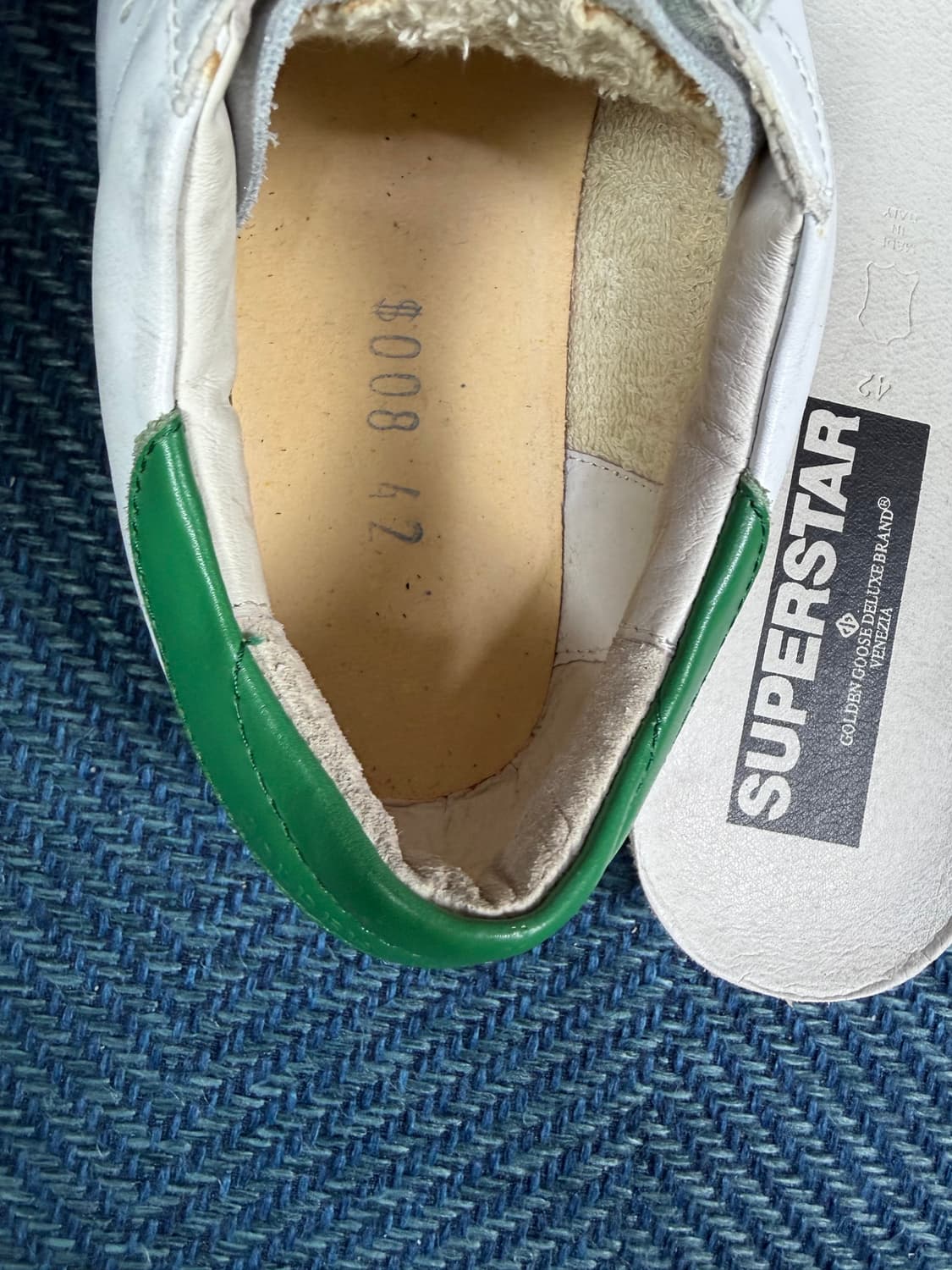 골든구스 슈퍼스타 화이트 실버 그린 탭  상품이미지7