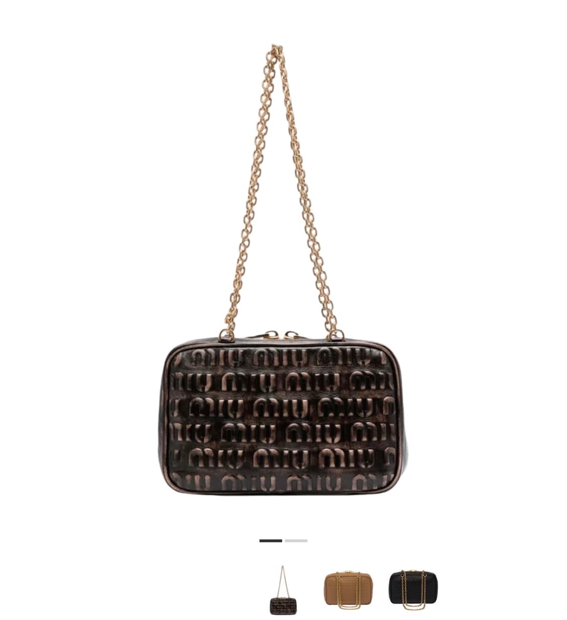 미우미우 브라운 엠보싱 로고 체인 숄더백 샌드커피 상품이미지7