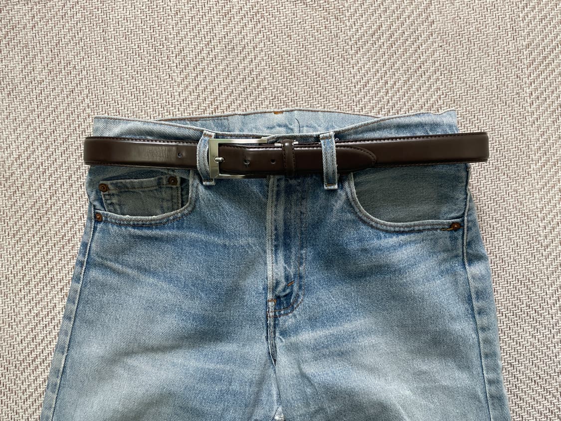 빈티지 실버버클 브라운 레더 벨트  J04080 상품이미지1