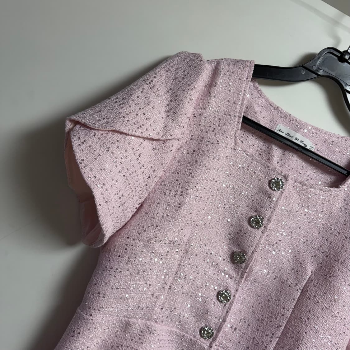 새상품 여자 핑크 반팔 트위드 자켓 (벨트포함) 상품이미지3