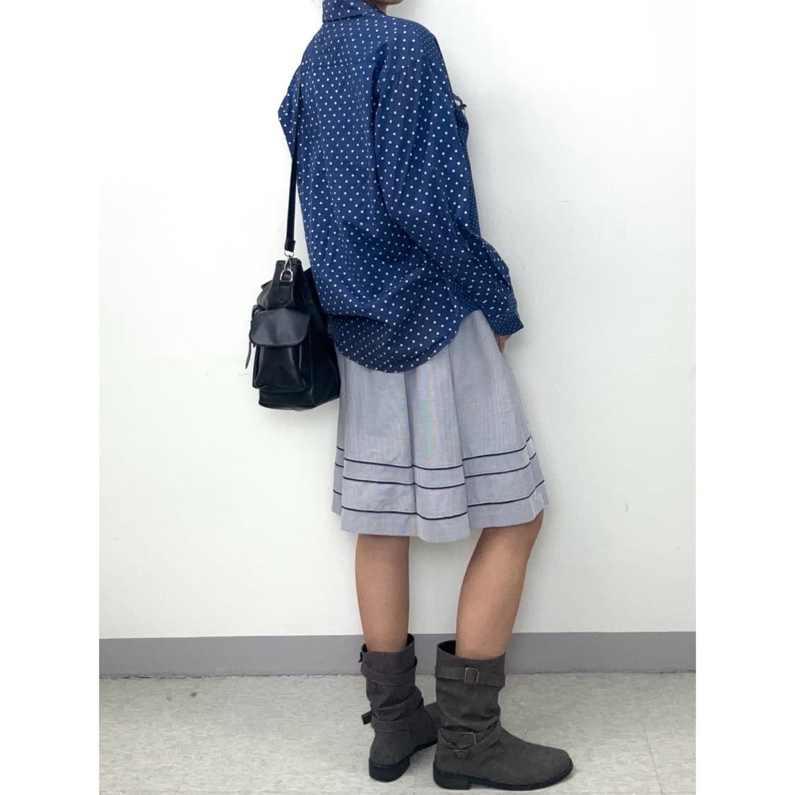 빈티지 블루 도트 셔츠 상품이미지4