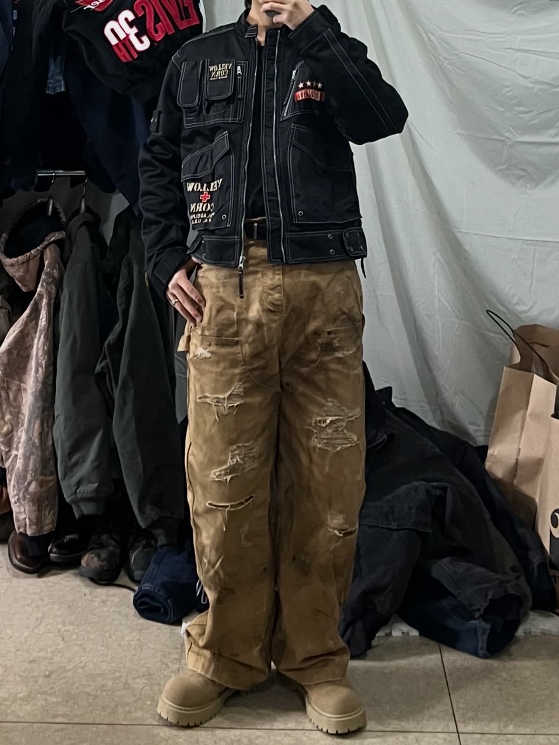 옐로우콘 블랙 메쉬 라이더 자켓 상품이미지3