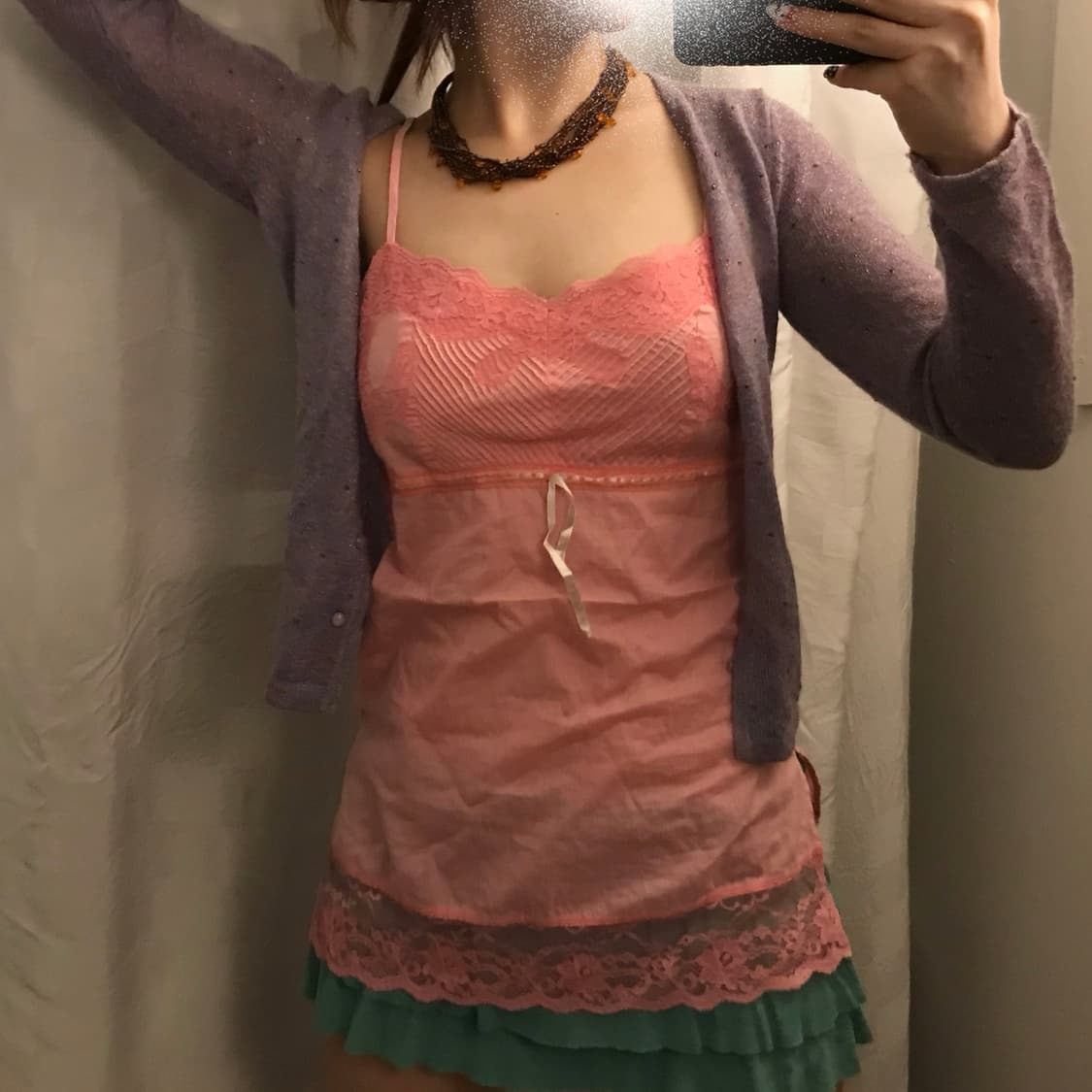 Private Label 히메갸루 라벤더 도트 가디건 상품이미지2