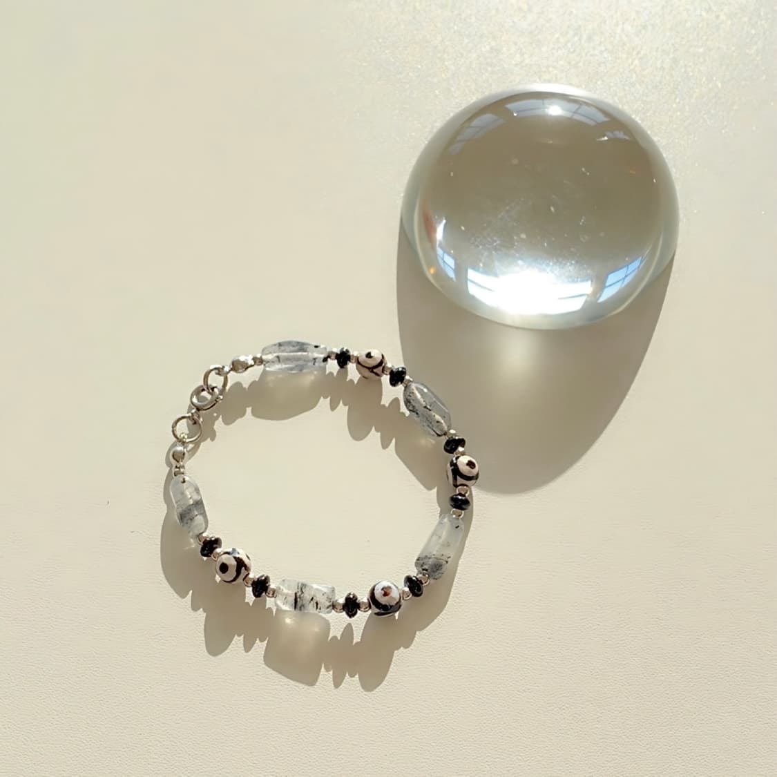 흑침수정 원석 팔찌 써지컬스틸 상품이미지2