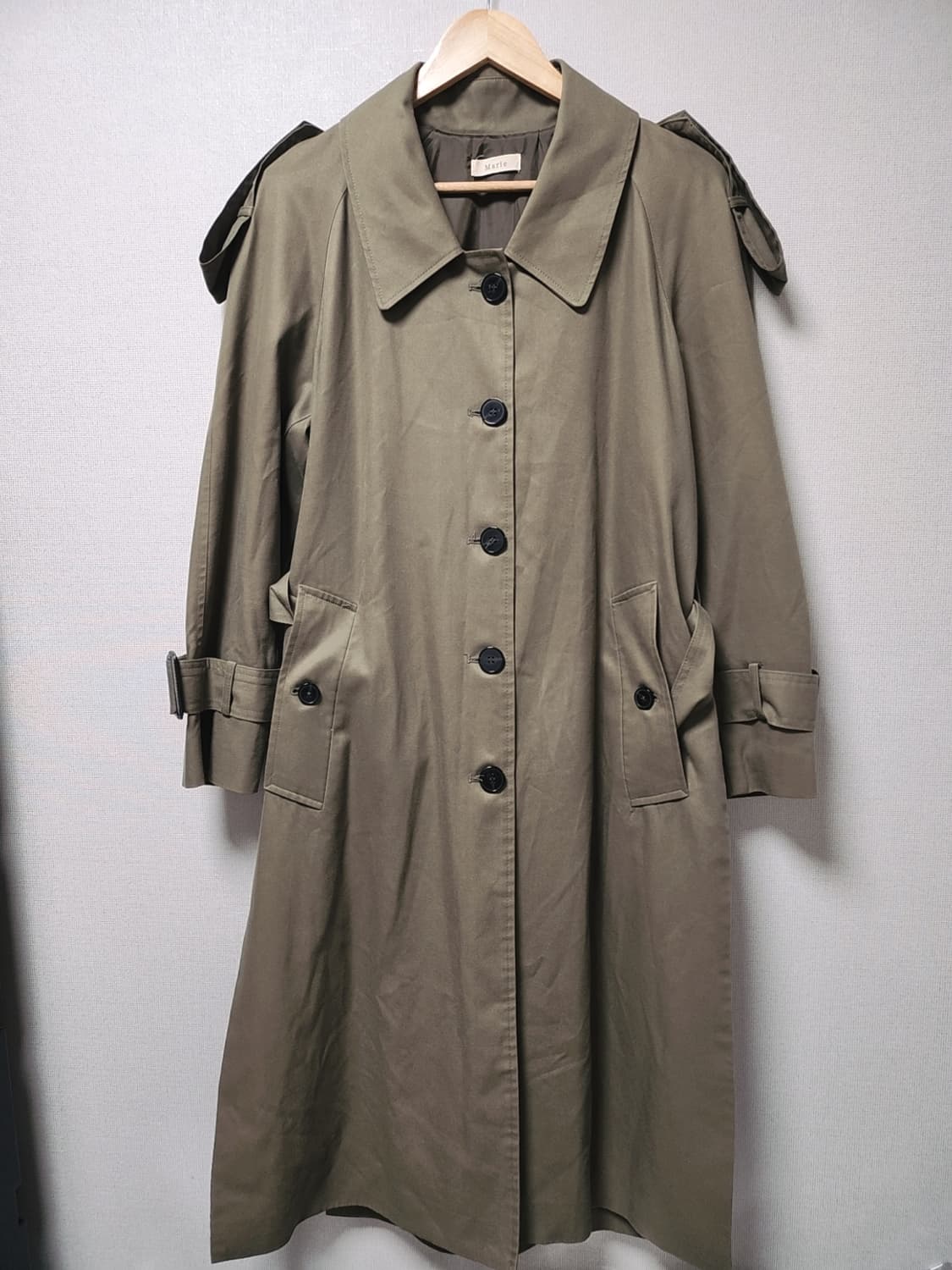 Merle 카키색 롱 트렌치코트 상품이미지1
